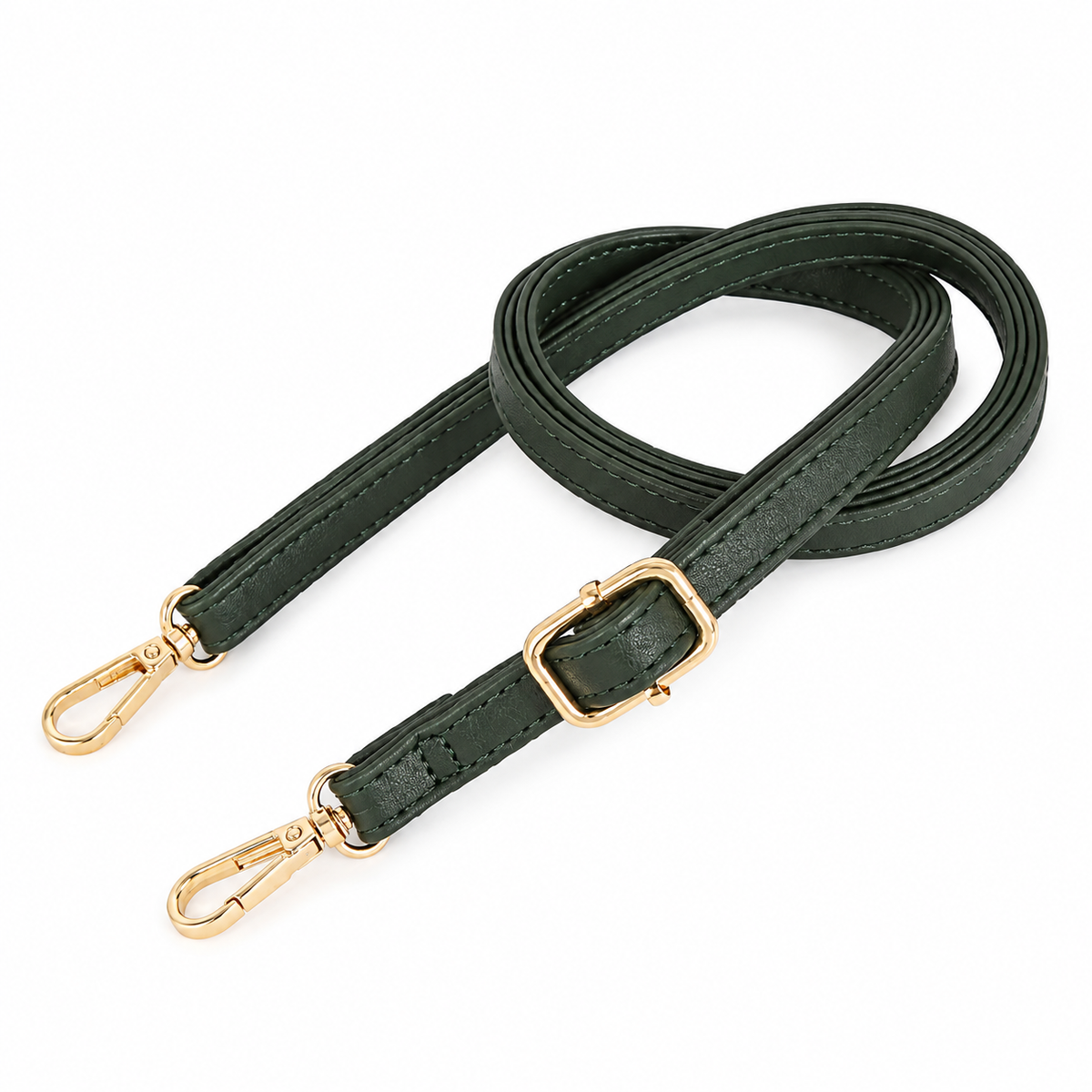 Dark Green Adjustable Bag Strap with Light Gold Hardware