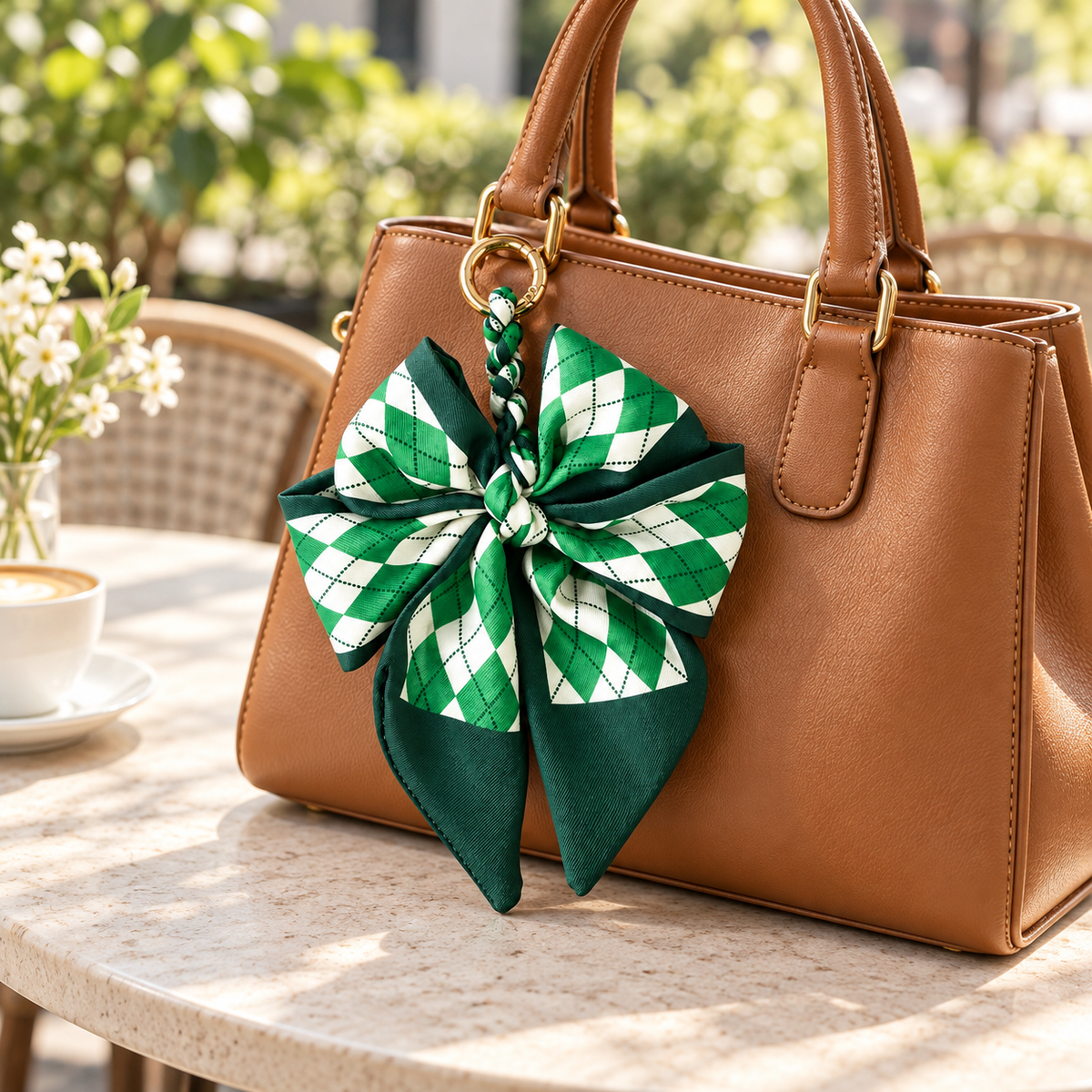 Green Bow Bag Charm  Keychain