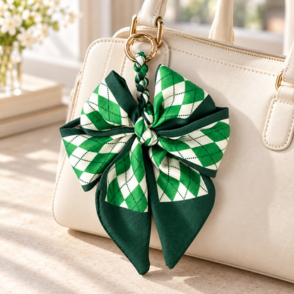 Green Bow Bag Charm  Keychain