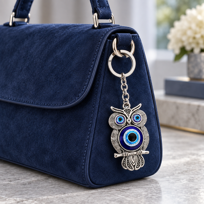 Blue-Eyed Owl Pendant Charm