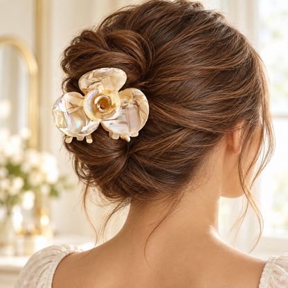 1# Milk Coffee Camellia Acetate Hair Claw Clip