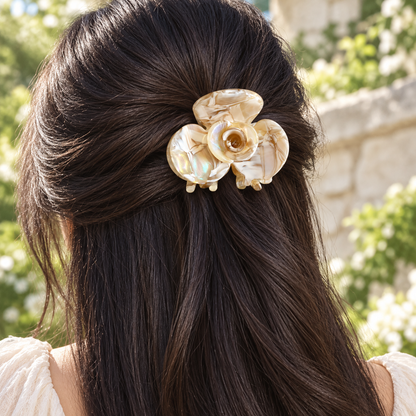 1# Milk Coffee Camellia Acetate Hair Claw Clip