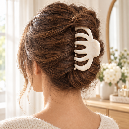 White Thickened Acetate Hair Claw Clip