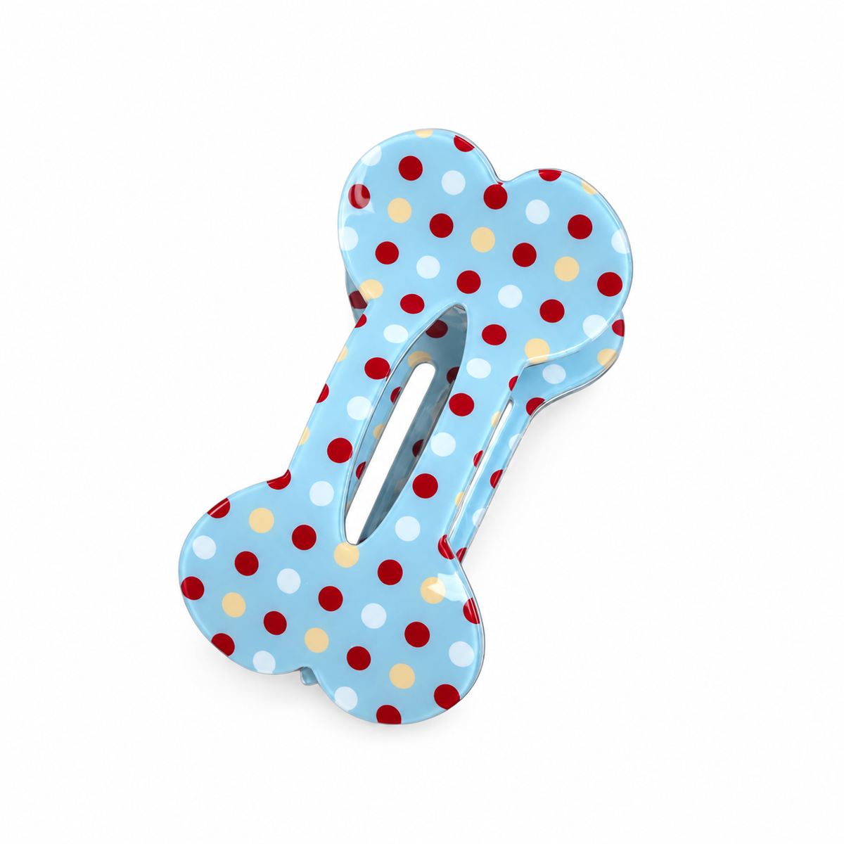 Blue Polka Dot Bone-Shaped Hair Clip