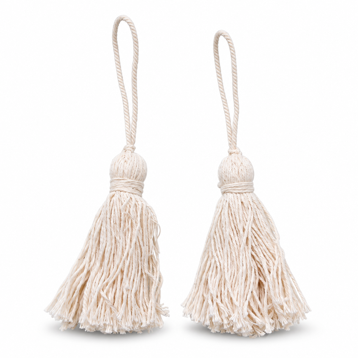 14.5 cm Natural Cotton-Blend Tassel with Thick Hanging Cord