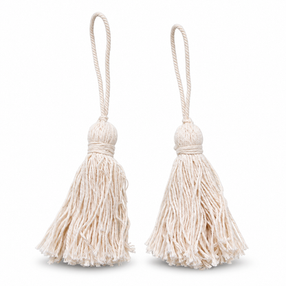 14.5 cm Natural Cotton-Blend Tassel with Thick Hanging Cord