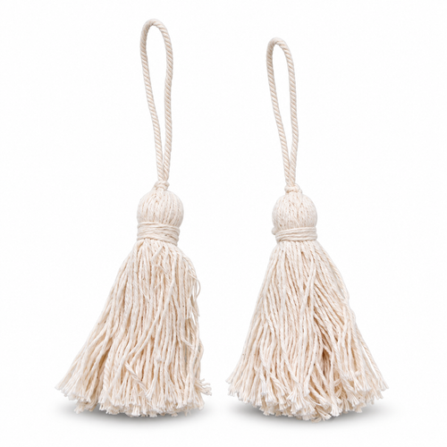 14.5 cm Natural Cotton-Blend Tassel with Thick Hanging Cord