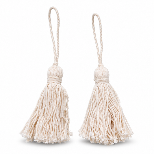 14.5 cm Natural Cotton-Blend Tassel with Thick Hanging Cord