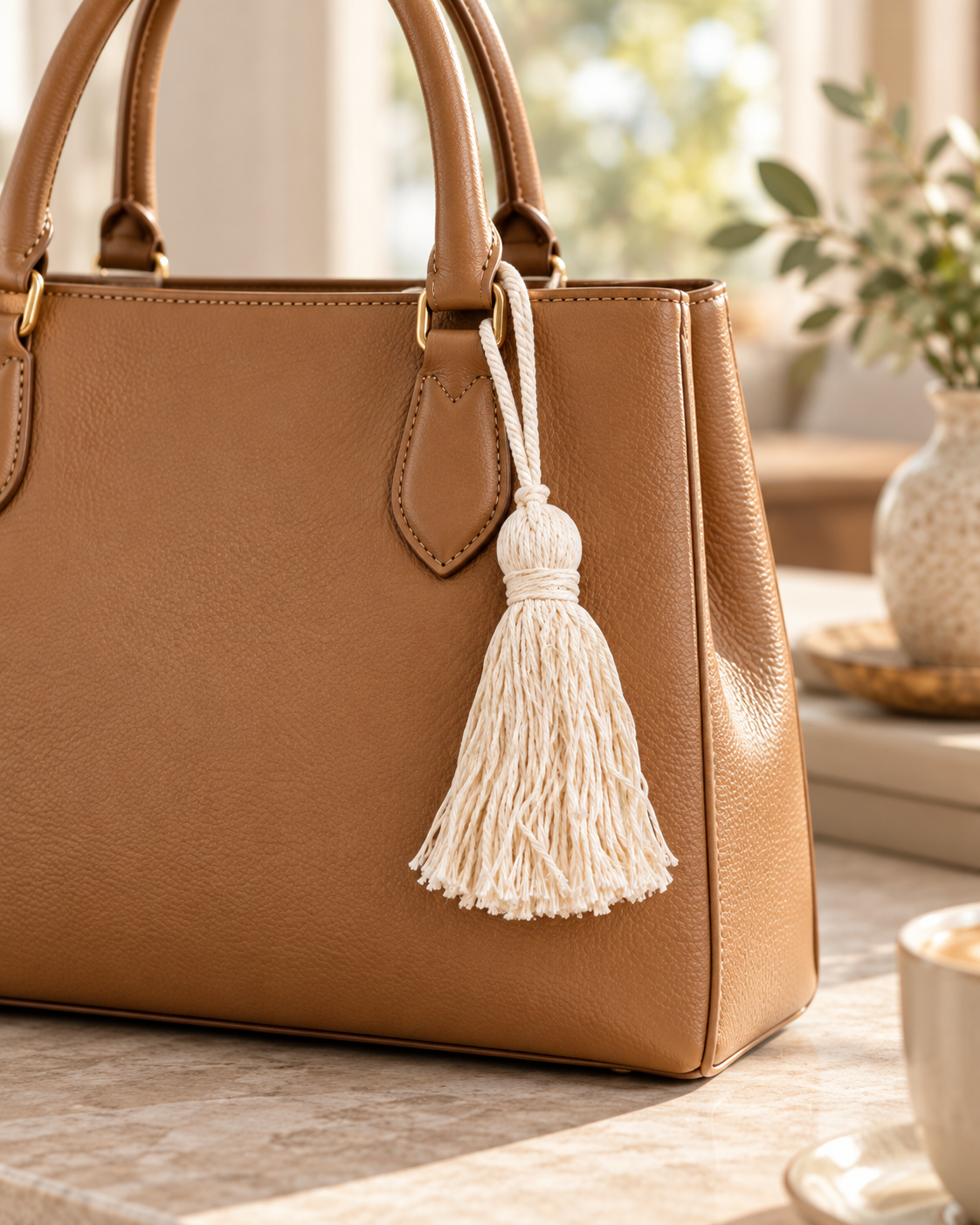14.5 cm Natural Cotton-Blend Tassel with Thick Hanging Cord