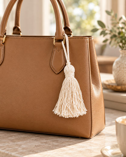 14.5 cm Natural Cotton-Blend Tassel with Thick Hanging Cord